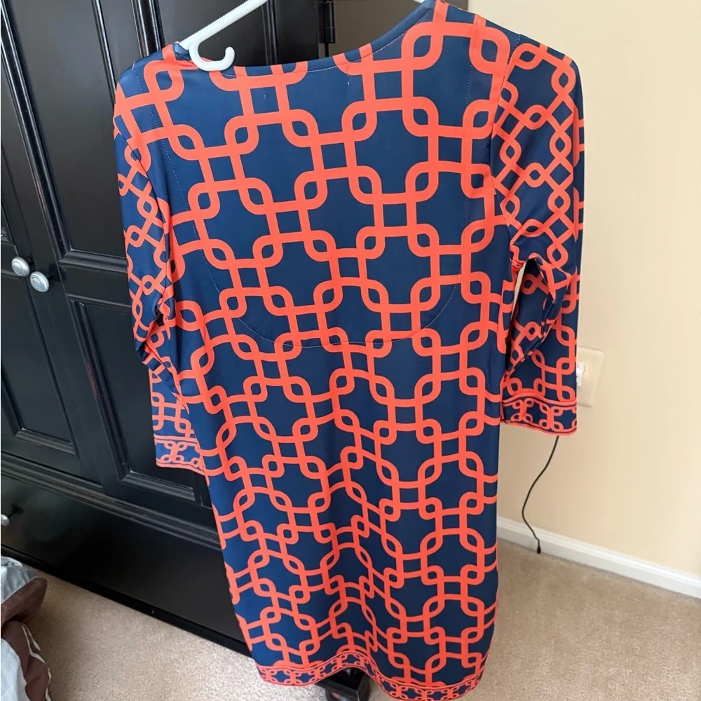 XS Gretchen Scott Navy Orange Dress - Picture 3 of 4
